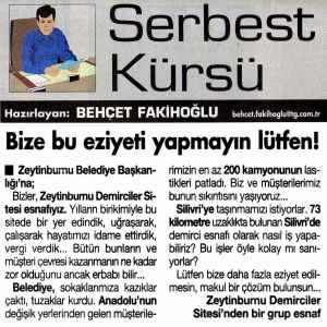 Bize bu eziyeti yapmayın lütfen!